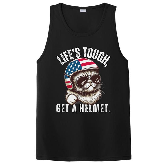 LifeS Tough Get A Helmet Funny Cat PosiCharge Competitor Tank