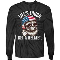 LifeS Tough Get A Helmet Funny Cat Tie-Dye Long Sleeve Shirt