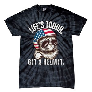 LifeS Tough Get A Helmet Funny Cat Tie-Dye T-Shirt