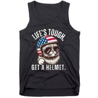 LifeS Tough Get A Helmet Funny Cat Tank Top