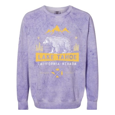 Lake Tahoe Gift California Nevada Vintage Bear Funny Gift Colorblast Crewneck Sweatshirt