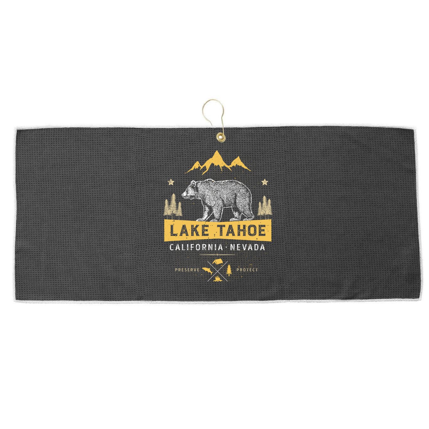 Lake Tahoe Gift California Nevada Vintage Bear Funny Gift Large Microfiber Waffle Golf Towel