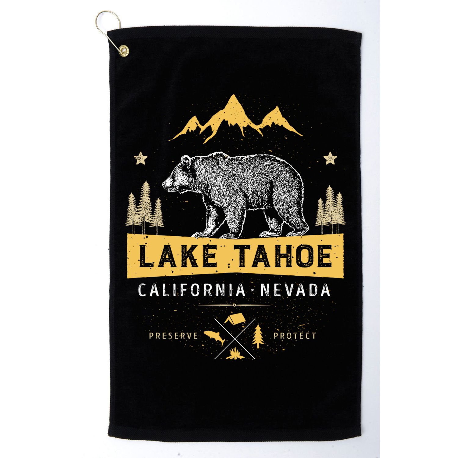 Lake Tahoe Gift California Nevada Vintage Bear Funny Gift Golf Towel