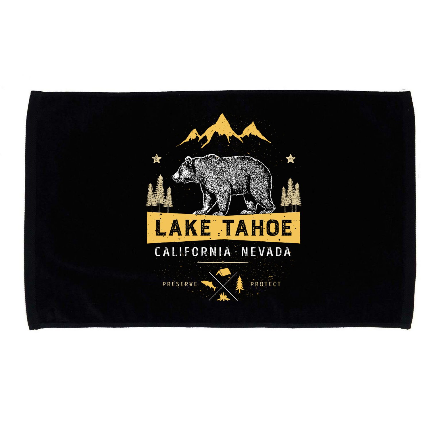 Lake Tahoe Gift California Nevada Vintage Bear Funny Gift Microfiber Hand Towel