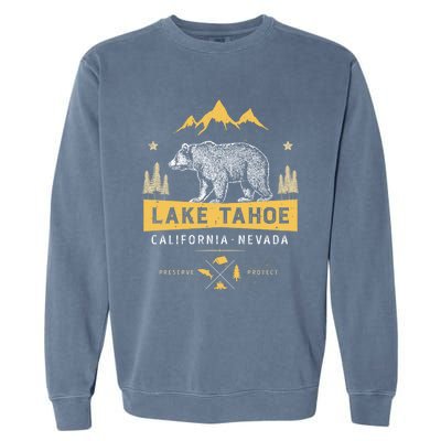 Lake Tahoe Gift California Nevada Vintage Bear Funny Gift Garment-Dyed Sweatshirt