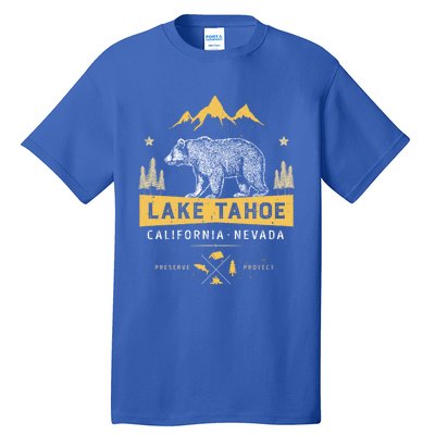 Lake Tahoe Gift California Nevada Vintage Bear Funny Gift Tall T-Shirt