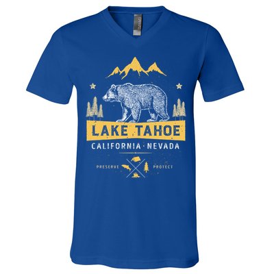 Lake Tahoe Gift California Nevada Vintage Bear Funny Gift V-Neck T-Shirt