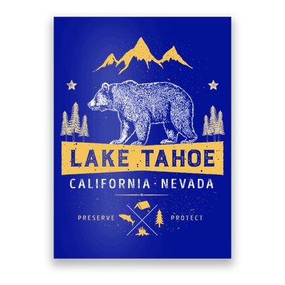 Lake Tahoe Gift California Nevada Vintage Bear Funny Gift Poster