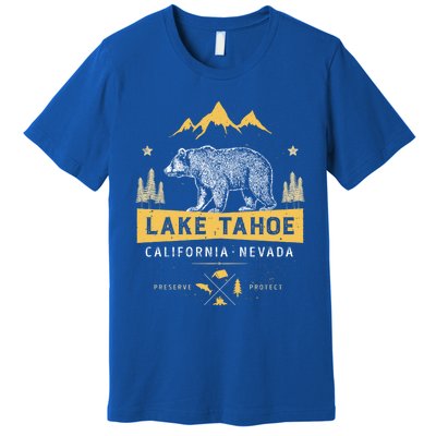 Lake Tahoe Gift California Nevada Vintage Bear Funny Gift Premium T-Shirt