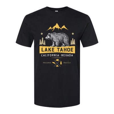 Lake Tahoe Gift California Nevada Vintage Bear Funny Gift Softstyle CVC T-Shirt