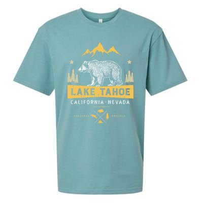 Lake Tahoe Gift California Nevada Vintage Bear Funny Gift Sueded Cloud Jersey T-Shirt