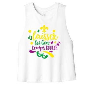 Let The Good Times Roll Mardi Gras Parade Masquerade Party Meaningful Gift Women's Racerback Cropped Tank