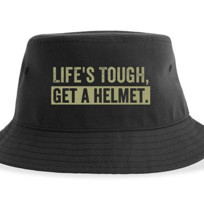 LifeS Tough Get A Helmet Man Funny Vintage Sustainable Bucket Hat