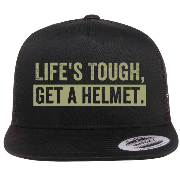 LifeS Tough Get A Helmet Man Funny Vintage Flat Bill Trucker Hat