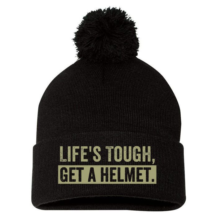 LifeS Tough Get A Helmet Man Funny Vintage Pom Pom 12in Knit Beanie