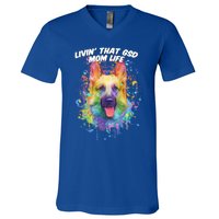 Livin That Gsd Mom Life Ger Shepherd Animal Lover Shepard Great Gift V-Neck T-Shirt