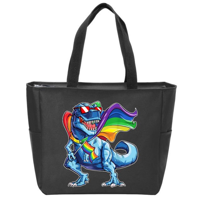 LGBTQ Trex Gay Pride Flag Zip Tote Bag