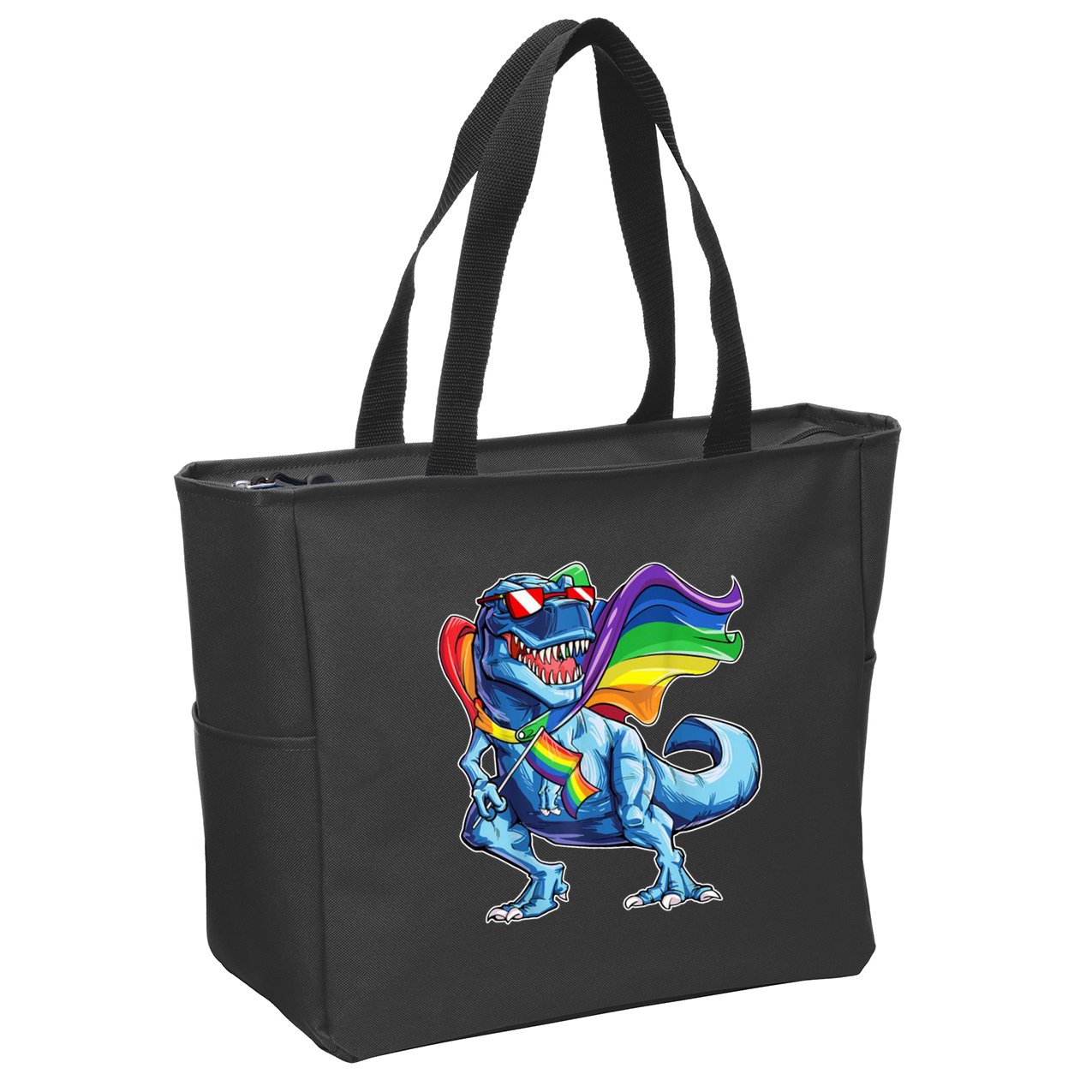 LGBTQ Trex Gay Pride Flag Zip Tote Bag