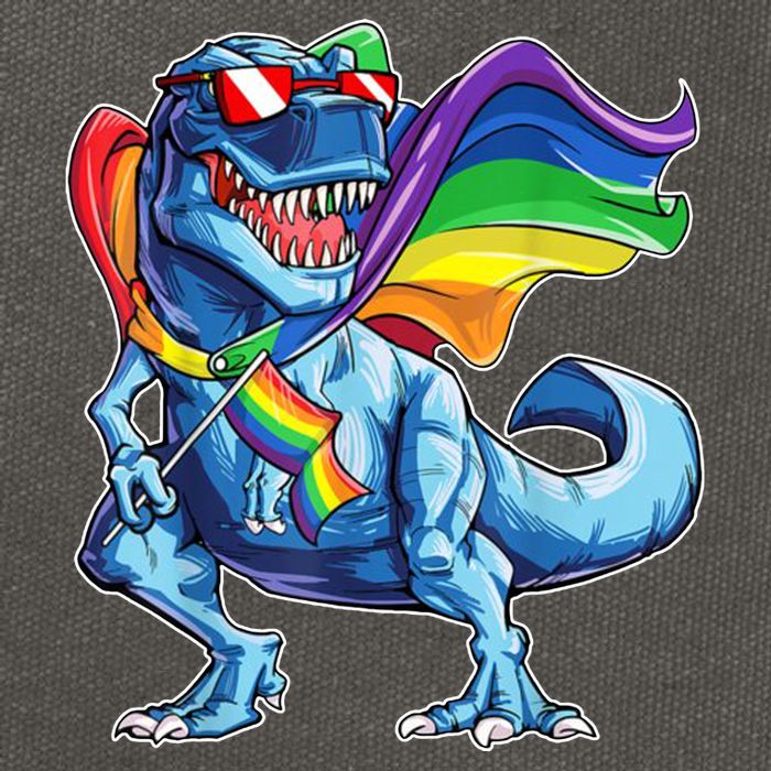 LGBTQ Trex Gay Pride Flag Cotton Canvas Backpack
