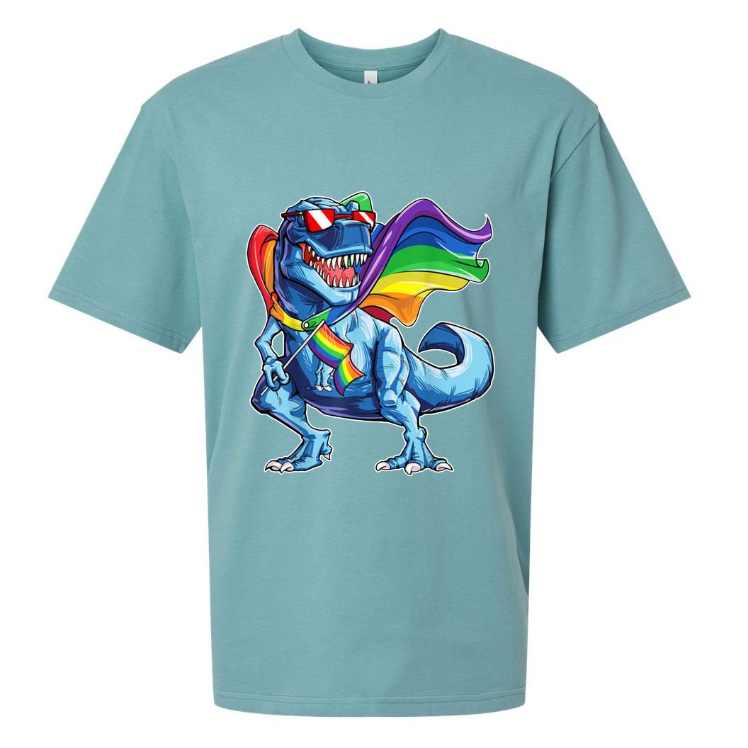 LGBTQ Trex Gay Pride Flag Sueded Cloud Jersey T-Shirt