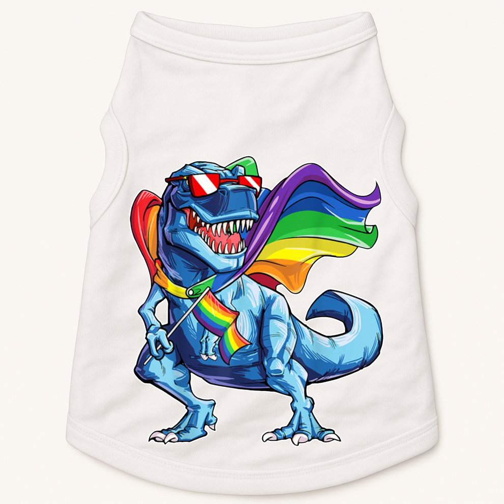 LGBTQ Trex Gay Pride Flag Doggie Tank