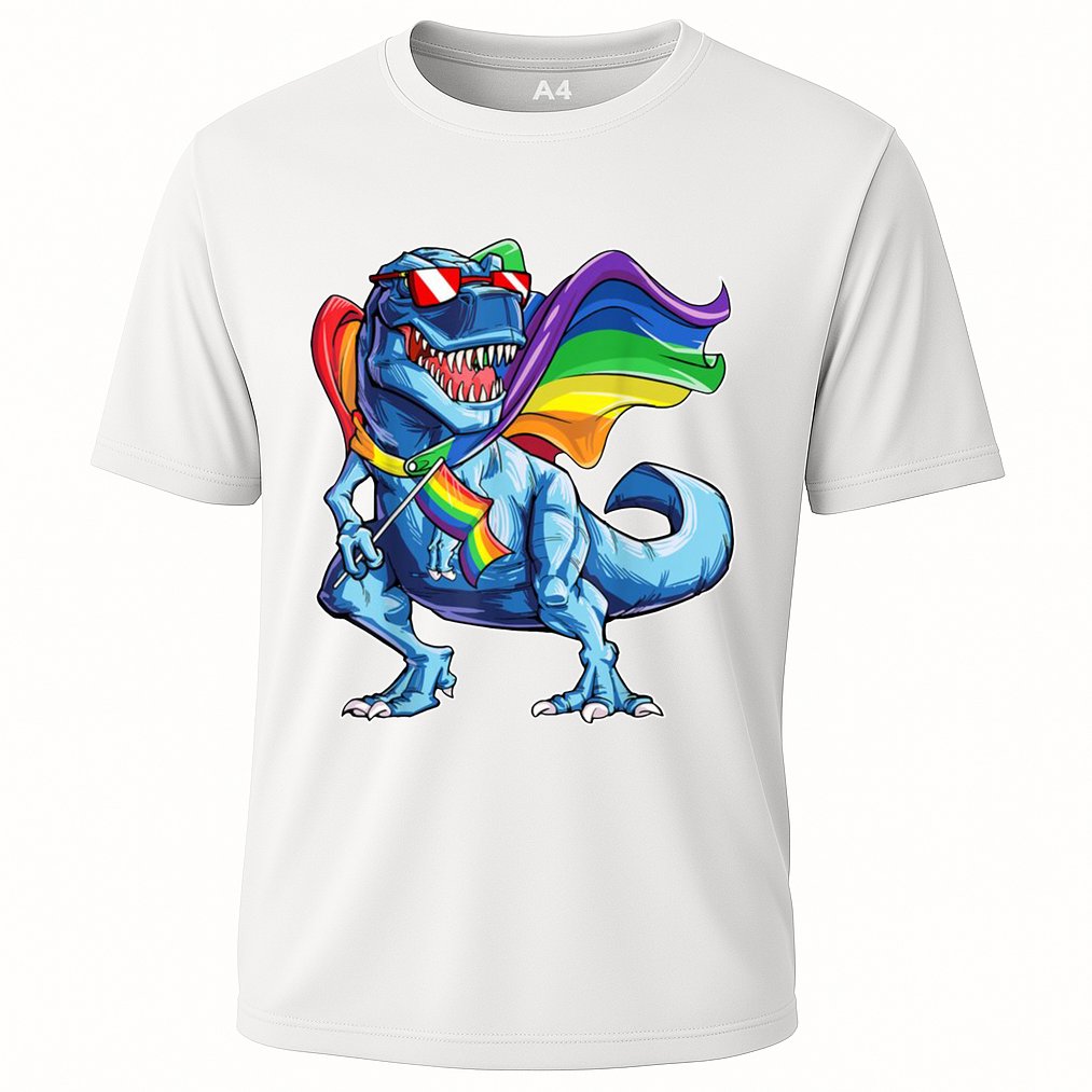 LGBTQ Trex Gay Pride Flag Cooling Performance Crew T-Shirt