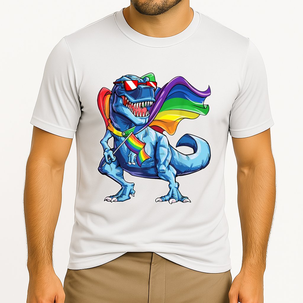 LGBTQ Trex Gay Pride Flag Cooling Performance Crew T-Shirt