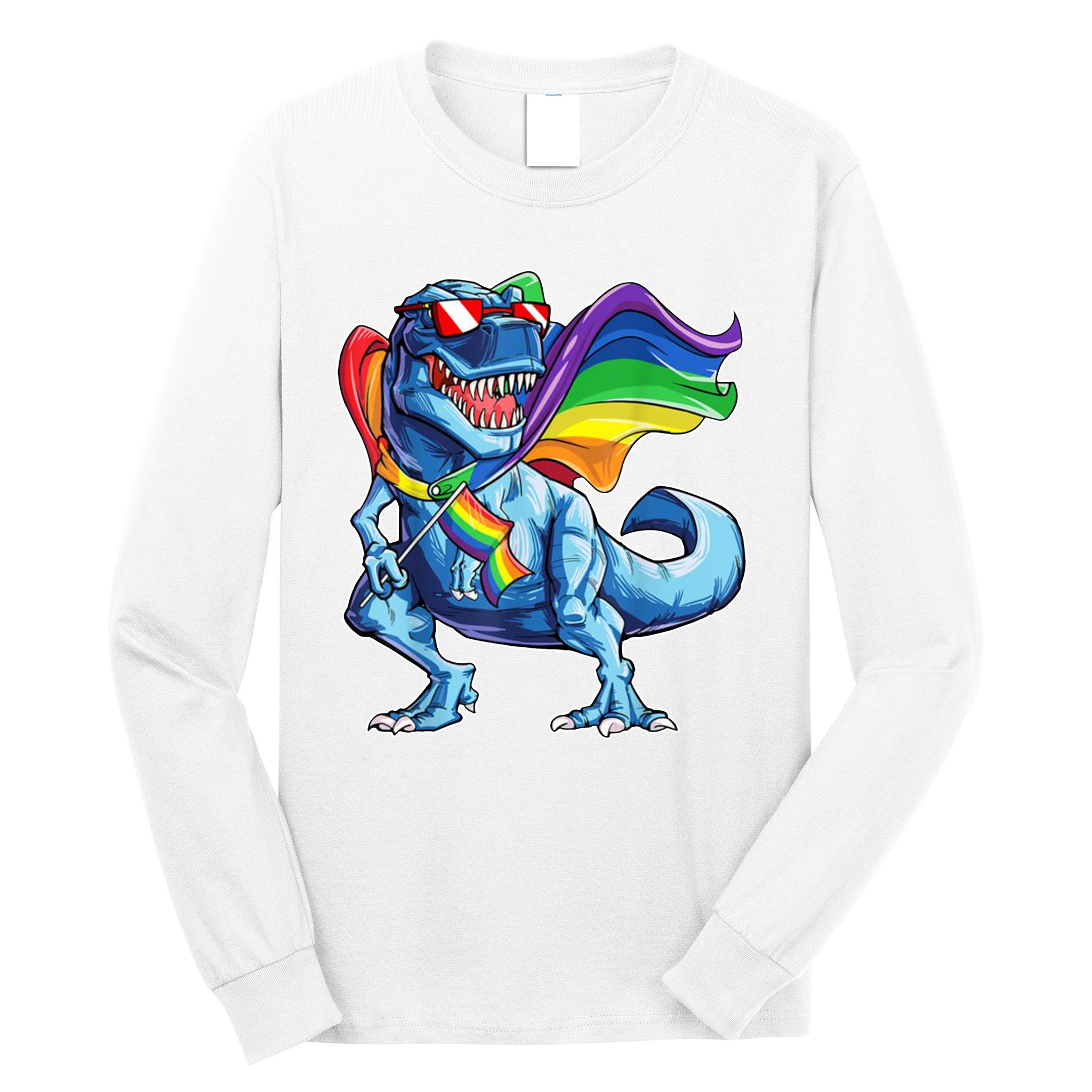 LGBTQ Trex Gay Pride Flag Long Sleeve Shirt
