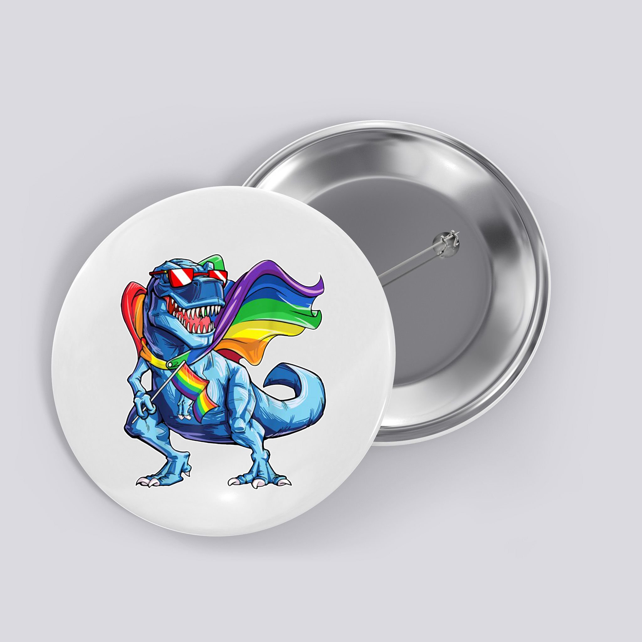LGBTQ Trex Gay Pride Flag Button