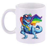 LGBTQ Trex Gay Pride Flag 11oz C Handle Ceramic Mug