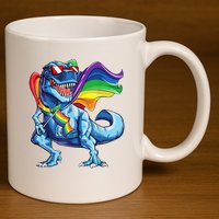 LGBTQ Trex Gay Pride Flag 11oz C Handle Ceramic Mug