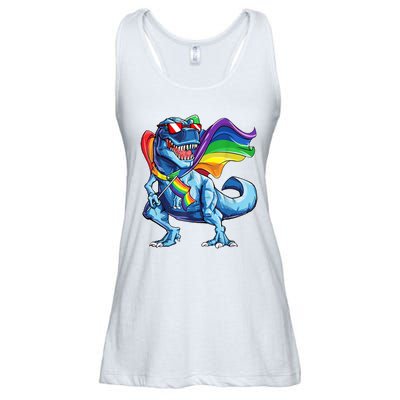 LGBTQ Trex Gay Pride Flag Ladies Essential Flowy Tank