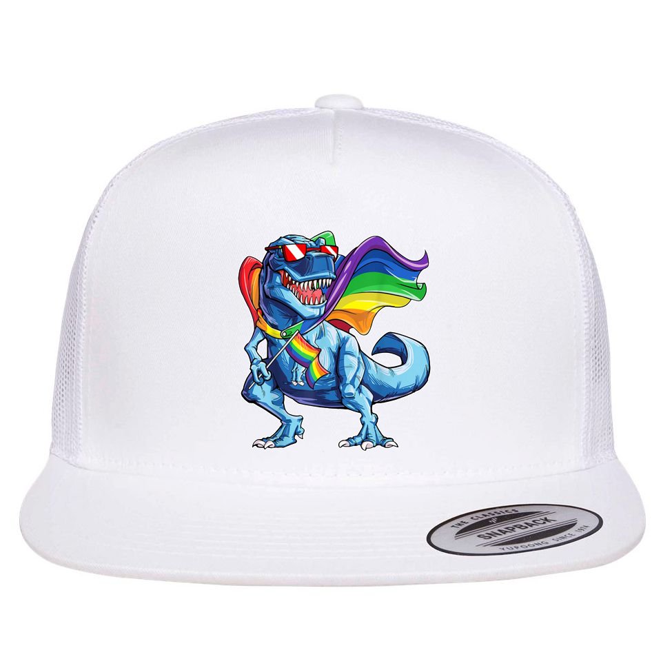 LGBTQ Trex Gay Pride Flag Flat Bill Trucker Hat