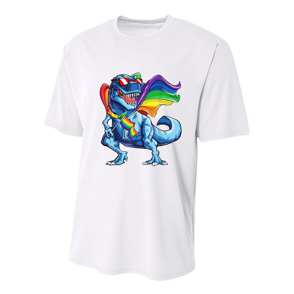 LGBTQ Trex Gay Pride Flag Youth Performance Sprint T-Shirt