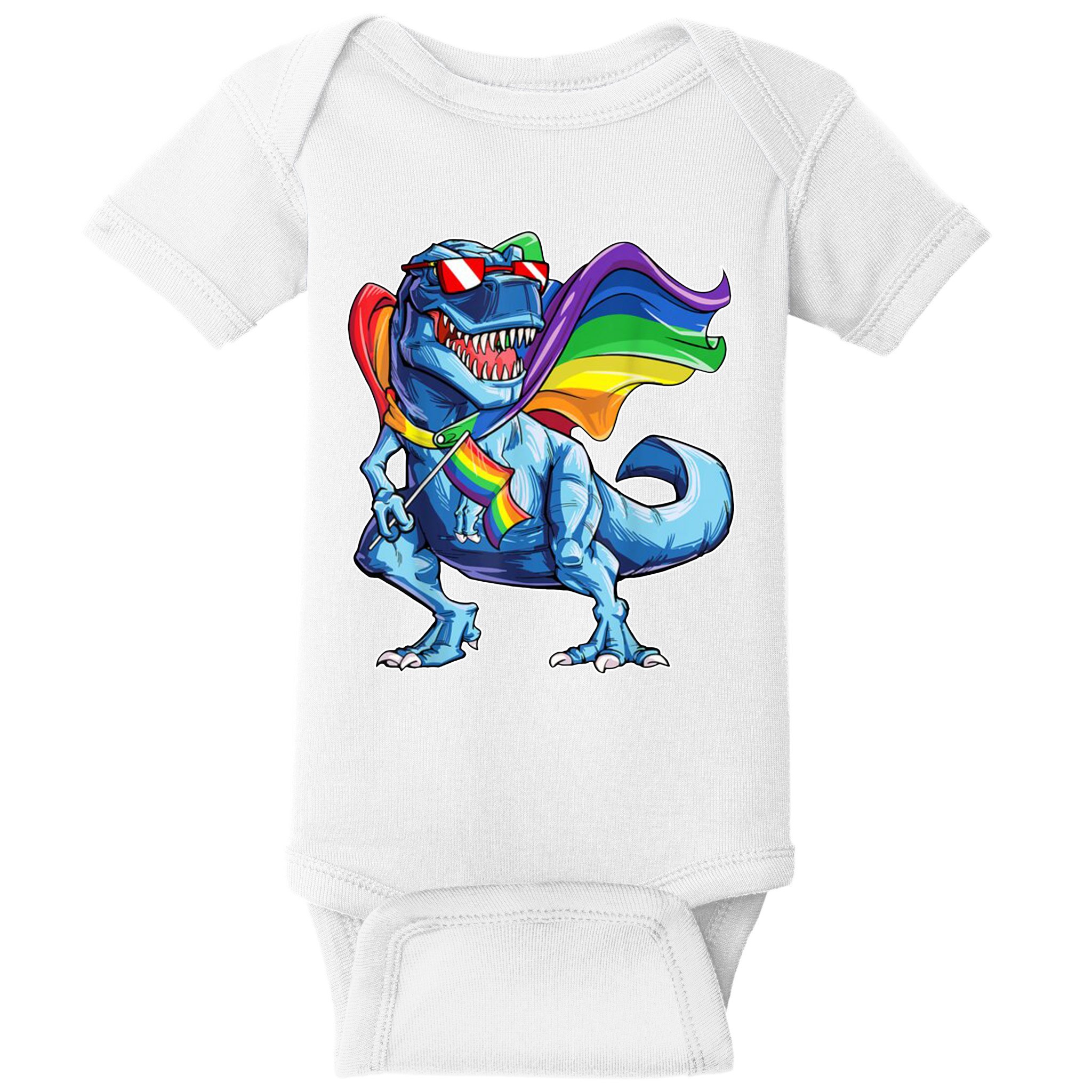 LGBTQ Trex Gay Pride Flag Baby Bodysuit