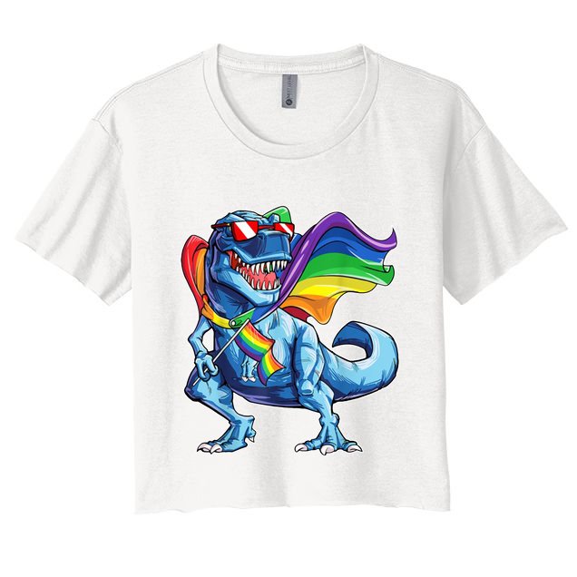 LGBTQ Trex Gay Pride Flag Crop Top