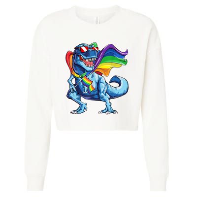LGBTQ Trex Gay Pride Flag Cropped Pullover Crew