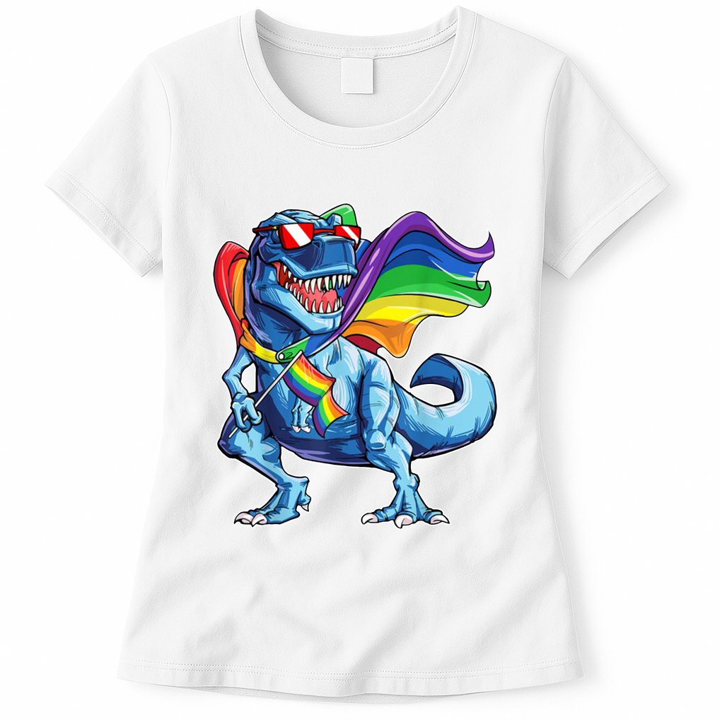 LGBTQ Trex Gay Pride Flag Womens T-Shirt