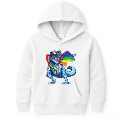 LGBTQ Trex Gay Pride Flag Kids Hoodie