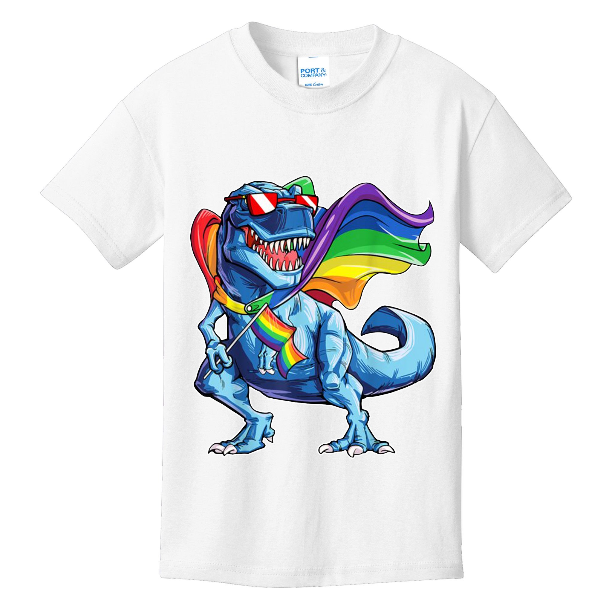 LGBTQ Trex Gay Pride Flag Kids T-Shirt