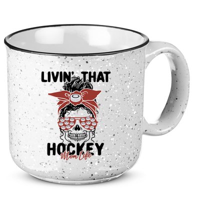 Livin That Hockey Life Momlife Skull Cool Mom Sports Fan Gift 15oz Campfire Ceramic Mug