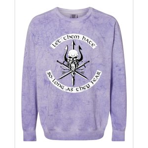 Let Them Hate So Long As They Fear. Skull With Trident Colorblast Crewneck Sweatshirt