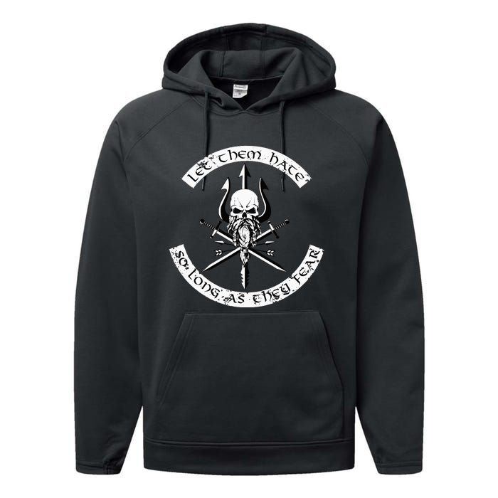 Let Them Hate So Long As They Fear. Skull With Trident Performance Fleece Hoodie