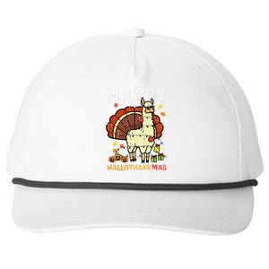 Llama Turkey Happy Hallothankmas Thanksgiving Snapback Five-Panel Rope Hat