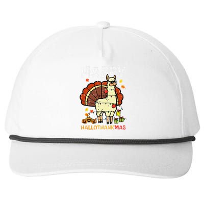 Llama Turkey Happy Hallothankmas Thanksgiving Snapback Five-Panel Rope Hat