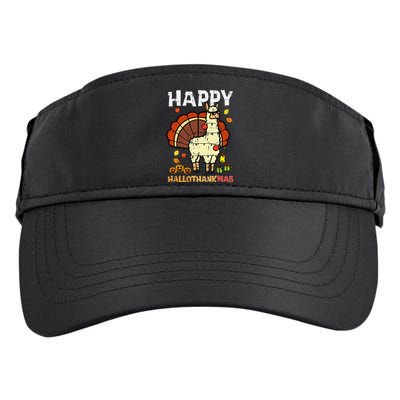 Llama Turkey Happy Hallothankmas Thanksgiving Adult Drive Performance Visor