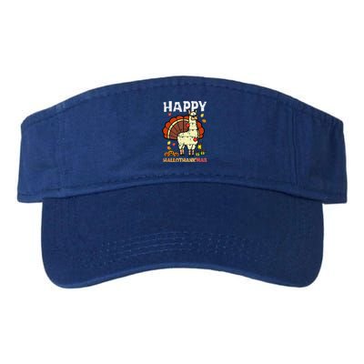 Llama Turkey Happy Hallothankmas Thanksgiving Valucap Bio-Washed Visor