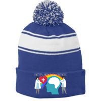 Lgbt Tal Health Awareness Cute Gift Stripe Pom Pom Beanie