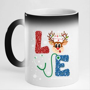 Love Tal Health Nurse Christmas Buffalo Plaid Xmas Deer Gift 11oz Black Color Changing Mug