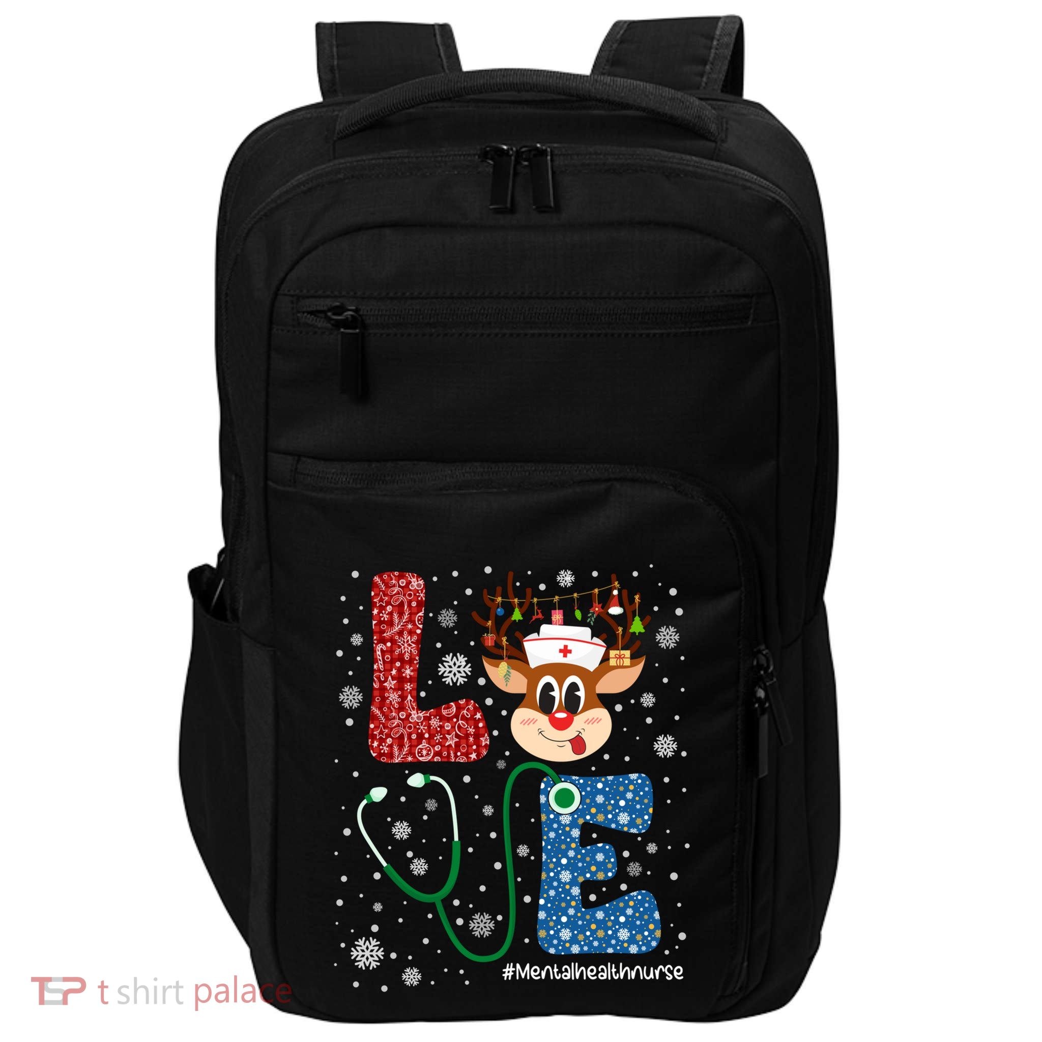 Love Tal Health Nurse Christmas Buffalo Plaid Xmas Deer Gift Impact Tech Backpack